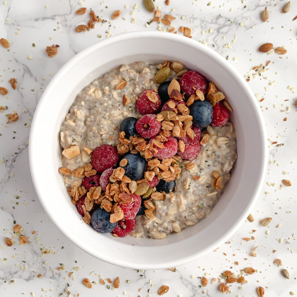 Overnight oats with berries and granola