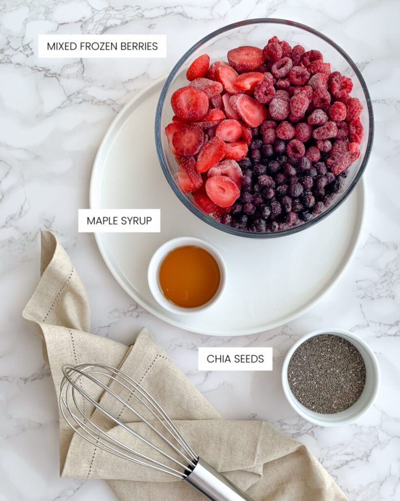 chia jam ingredients with labels