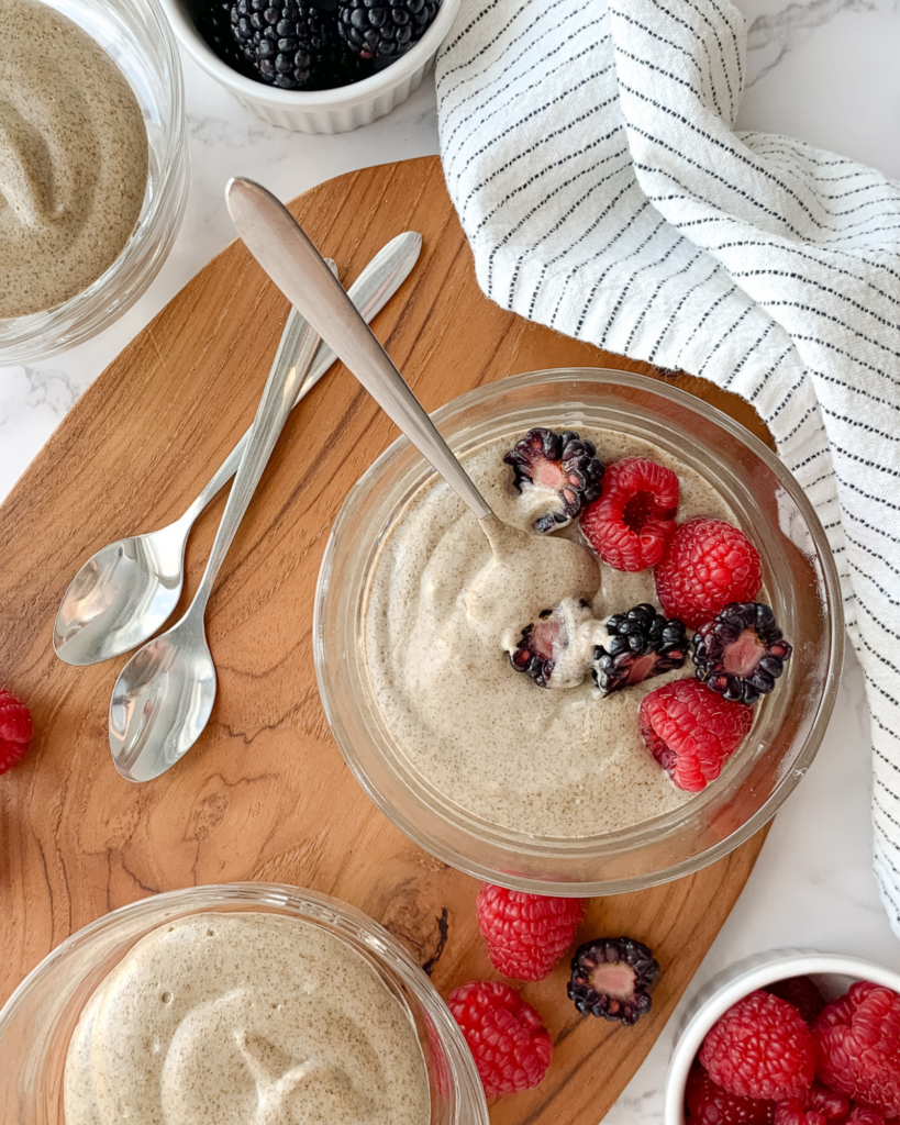 silky chia pudding with berries