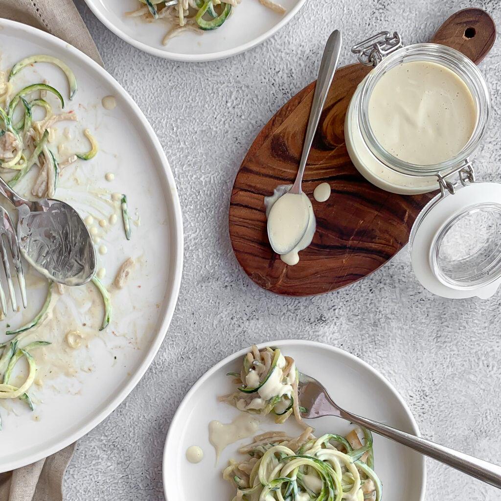 dairy free and gluten free alfredo pasta dinner