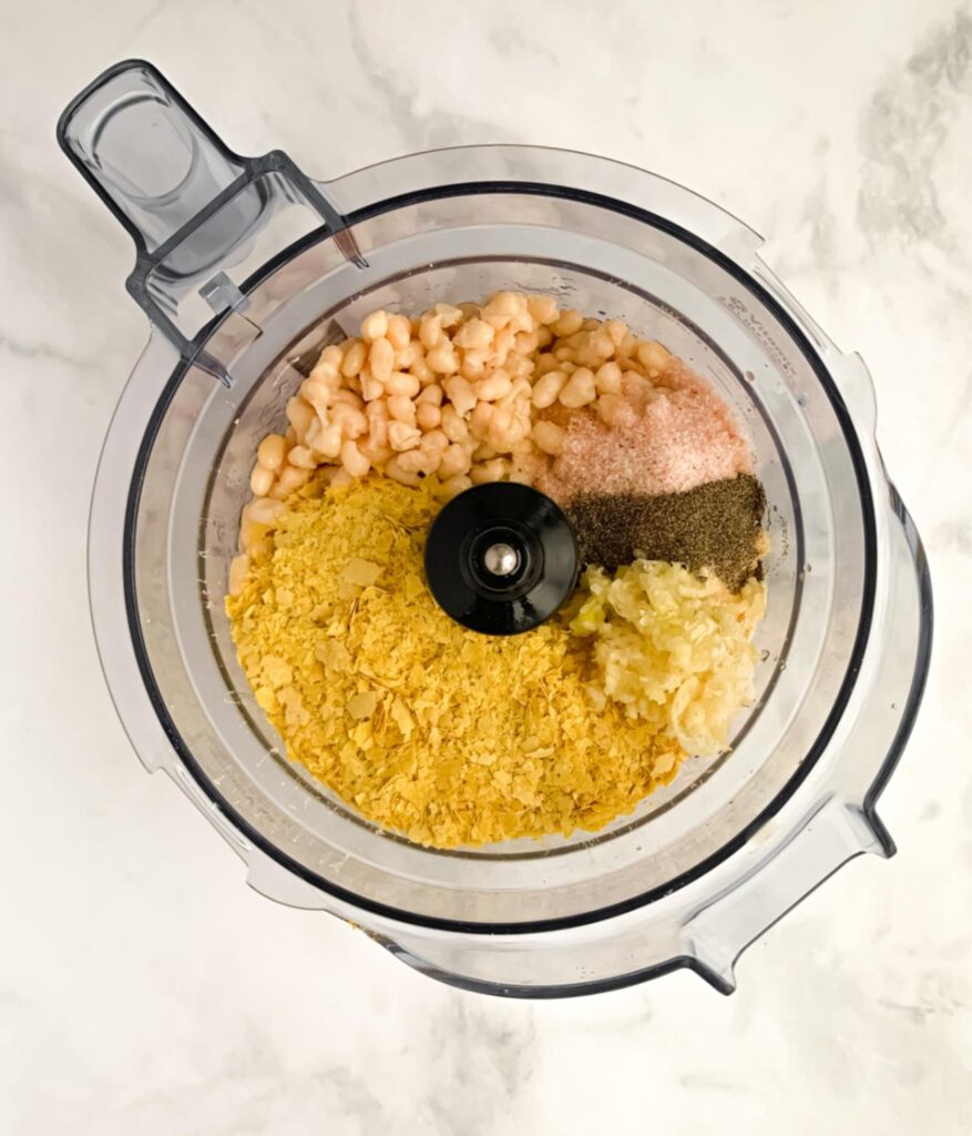 ingredients in food processor before being blended together