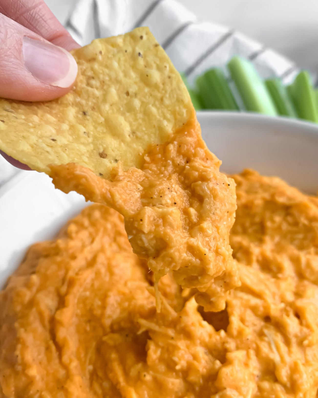 The BEST Dairy Free Buffalo Chicken Dip (Clean Eating Recipe)