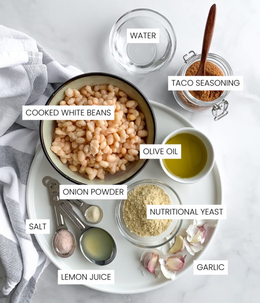 ingredients in small bowls with labels