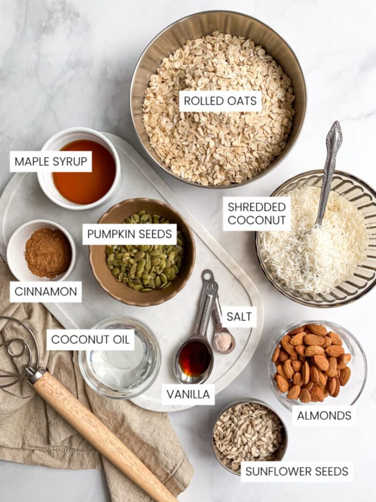 infographic of the labelled granola ingredients